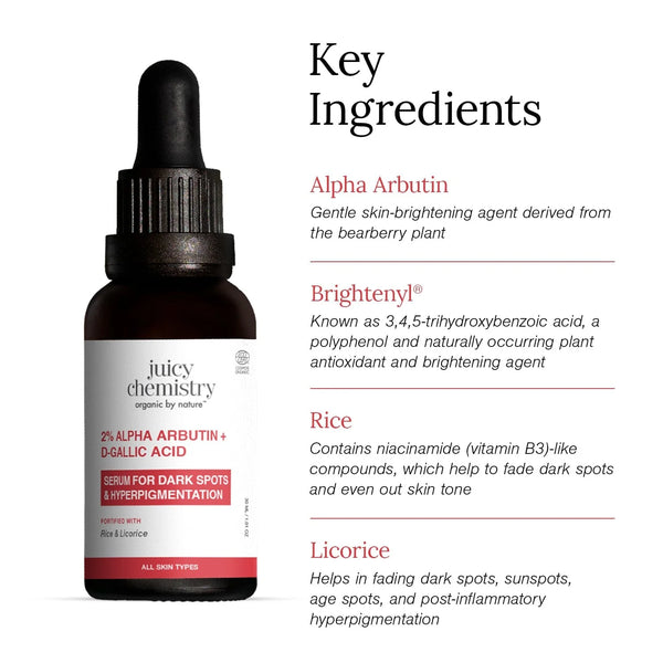 2% Alpha Arbutin + D-Gallic Acid Face Serum | Fades Dark Spots & Hyperpigmentation