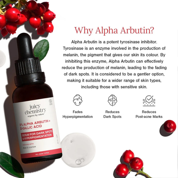 2% Alpha Arbutin + D-Gallic Acid Face Serum | Fades Dark Spots & Hyperpigmentation