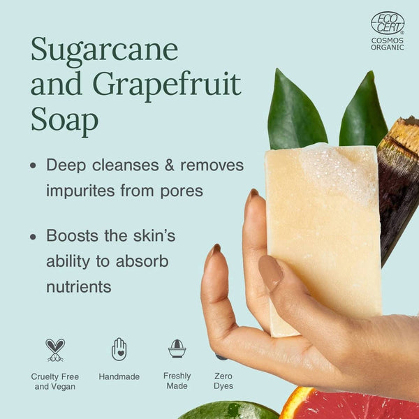 Sugarcane and Grapefruit Organic Soap | Face & Body, All Skin Types