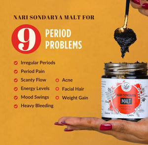 Nari Soundrya Malt for 9 problems - Irregular periods, energy levels, period pain, weight gain, Acne