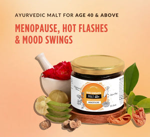 Nari Malt 40+ Jar with ingredients - Ayurveda malt for age 40+  -  menopause, hot flashes & mood swings