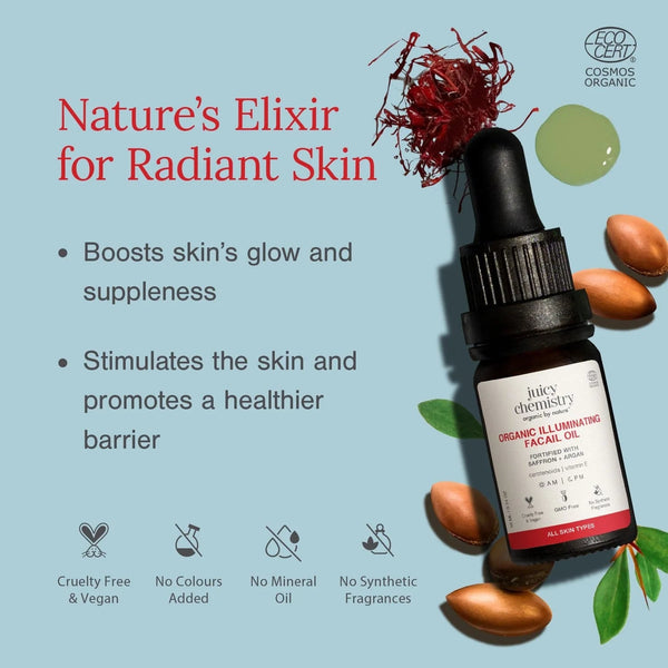 benefits of Saffron & Argan facial oil - boosts skin glow & stimulates skin for healthier barrier 