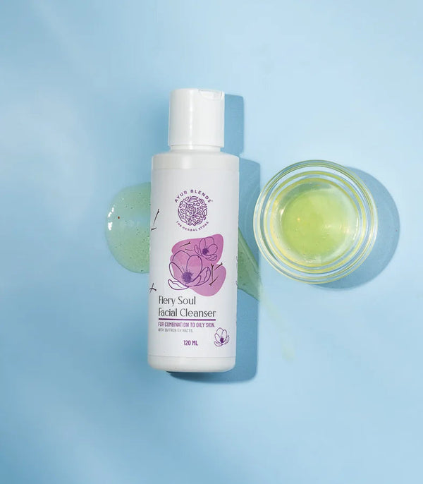 a white bottle of Fiery soul facial cleaner with the texture