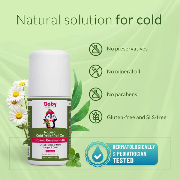 natural cold relief roll on for cold with no preservatives & parabens