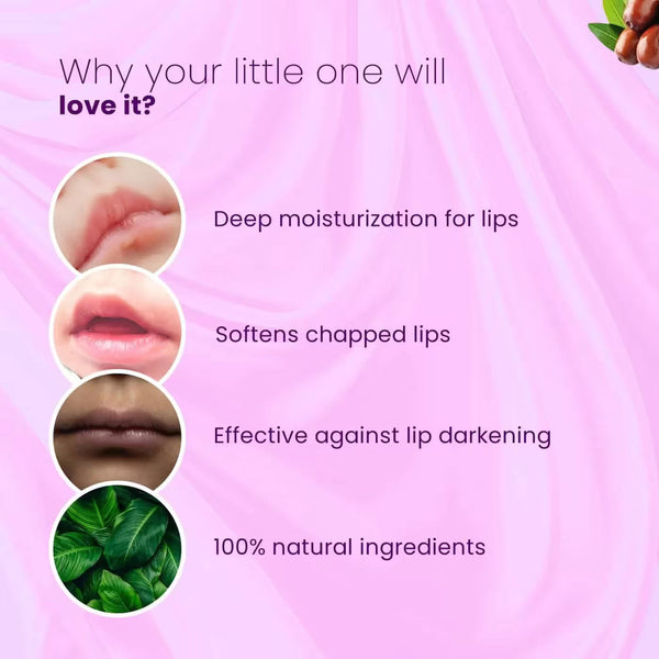 Benefits of the baby lip balm: deeply nourishes and protects delicate lips, gentle daily-use formula