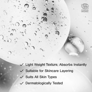 Close-up bubbly gel texture of Juicy Chemistry vitamin C serum — lightweight, absorbs instantly, suitable for skincare layering, dermatologically tested