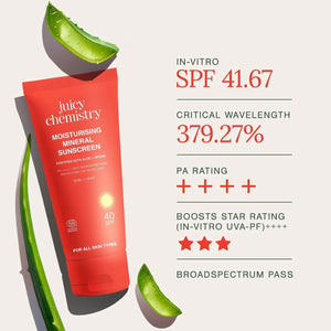 Juicy Chemistry Moisturising Mineral Sunscreen SPF 40 with aloe slices — in-vitro SPF 41.67, PA++++, broad spectrum pass
