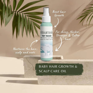 O'mumsie Tiny Tresses baby scalp massage oil that boosts hair growth and nurtures the hair, scalp, and roots for shiny, thicker hair