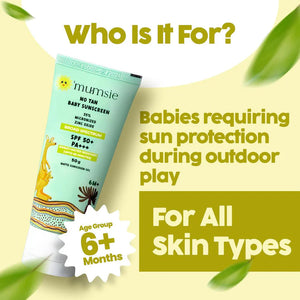 O'mumsie organic baby sunscreen for sensitive skin — SPF 50+ protection for babies 6 months and up, all skin types