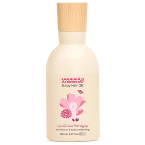 Maate Baby Hair Oil with Gurhal and Bhringraj, 150ml bottle for hair growth and scalp conditioning, 0 months plus