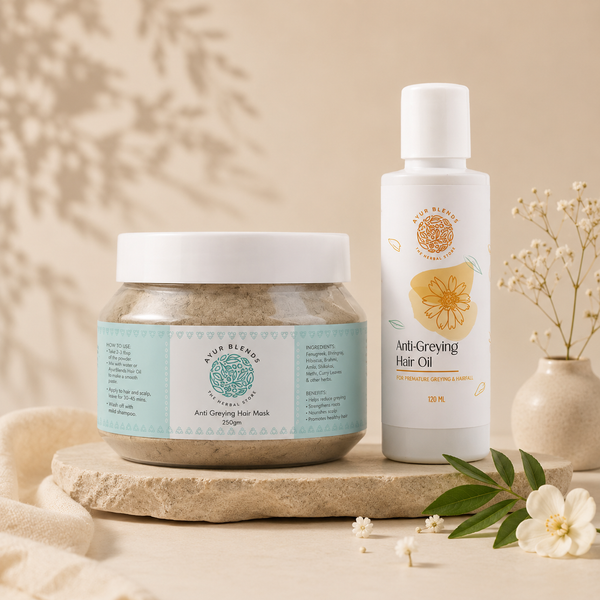 Bhringraj Anti-Graying Hair Bundle: Oil + Mask for Grey Hair & Scalp Care
