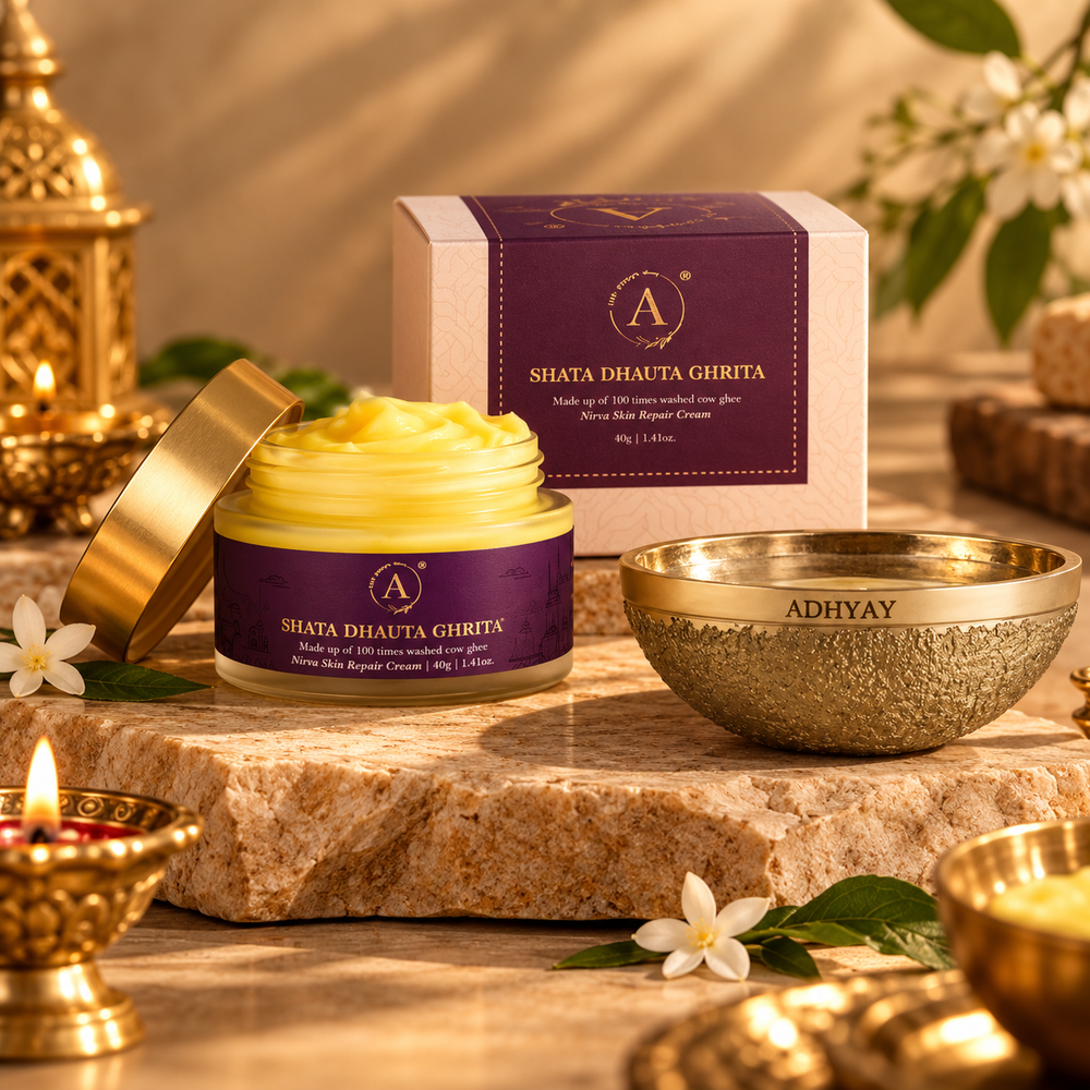 The Unwind Ritual Box | Diwali Ayurvedic Self-Care Gift Set with Shata Dhauta Ghrita Face Cream & Kansa Vatki Foot Massager
