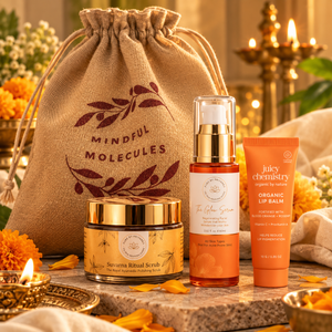 The Golden Hour Glow Box | Diwali Ayurvedic Gift Set with Kumkumadi Serum, 24K Gold Scrub & Lip Balm