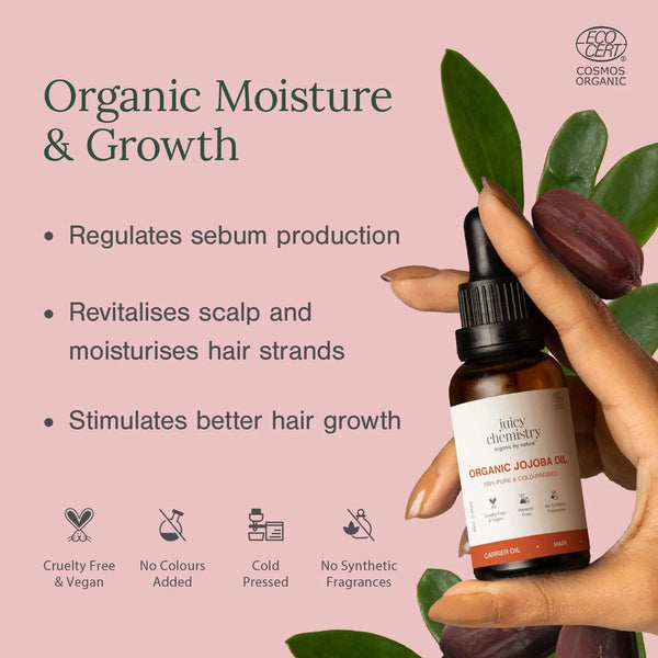Organic Jojoba Oil | Omega-Rich Moisturising Oil | Balances Skin & Strengthens Hair