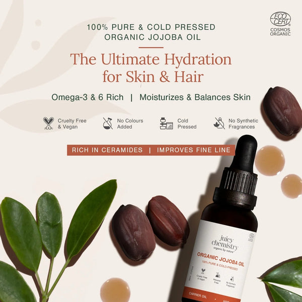 Organic Jojoba Oil | Omega-Rich Moisturising Oil | Balances Skin & Strengthens Hair