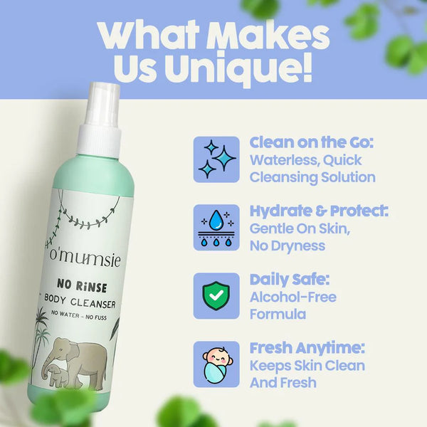 No-Rinse Baby Body Cleanser | Waterless Cleanse | Instant Freshness | Baby-Safe Formula